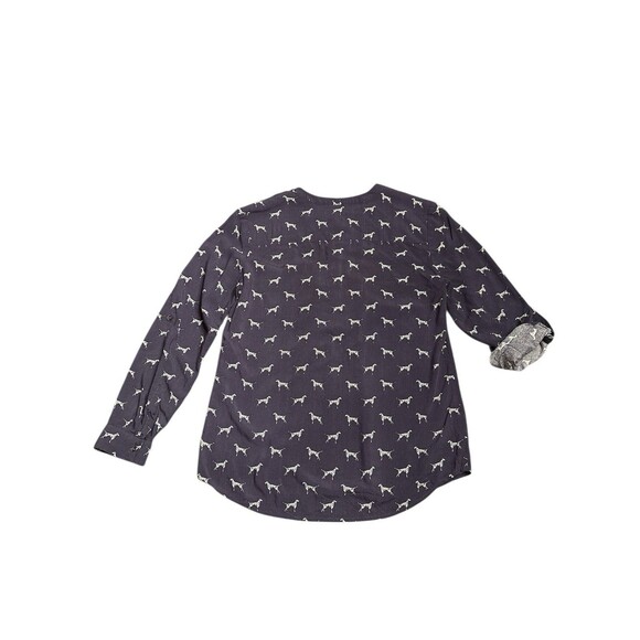 Talbots Dalmatian 3/4 Button Front Shirt Womens Blue Pleated Long Sleeve Size 2P - Picture 2 of 8